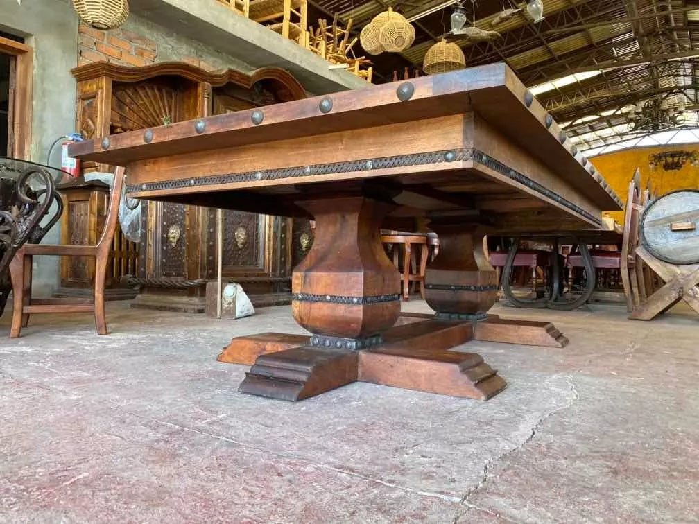 Mesa Comedor para 8 Personas Madera Mezquite Estilo Antiguo