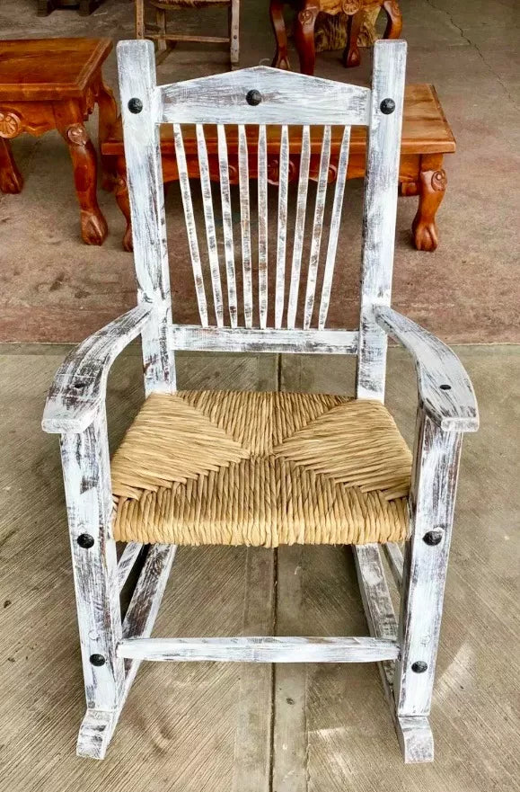 White Sustainable Vintage Style Rocking Chair
