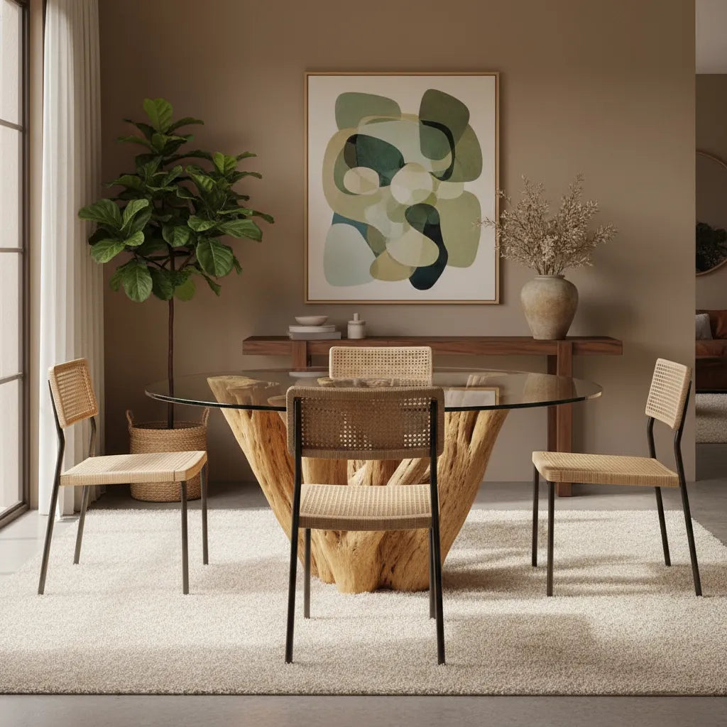Dining Base For 4 To 6 Seats Antique Cactus Wood.