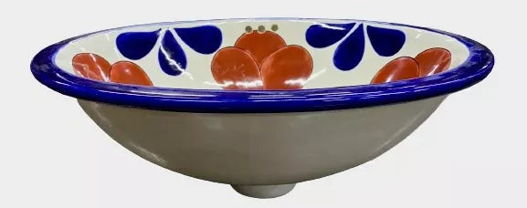 Lavabo Ovalin Mediano Talavera Fina Estilo Antiguo. 02med75