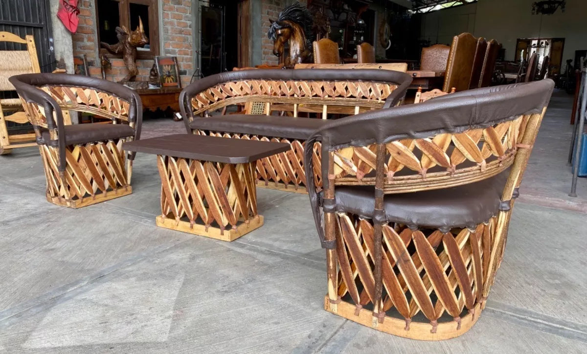 Equipal Wood and Leather Handcrafted Room in Antique Stakes Style