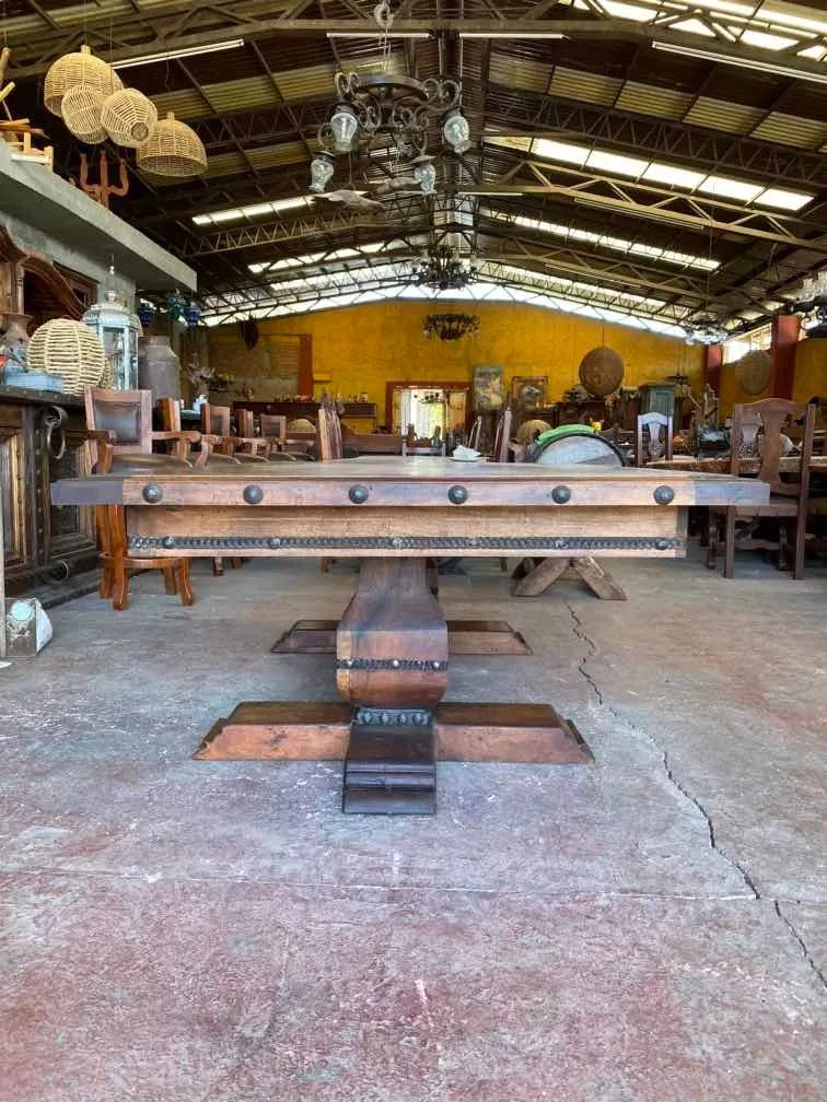 Mesa Comedor para 8 Personas Madera Mezquite Estilo Antiguo