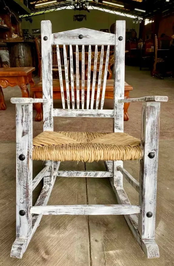 White Sustainable Vintage Style Rocking Chair