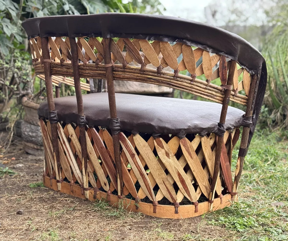 Antique Equipal Style 2 Person Love Seat Stakes.