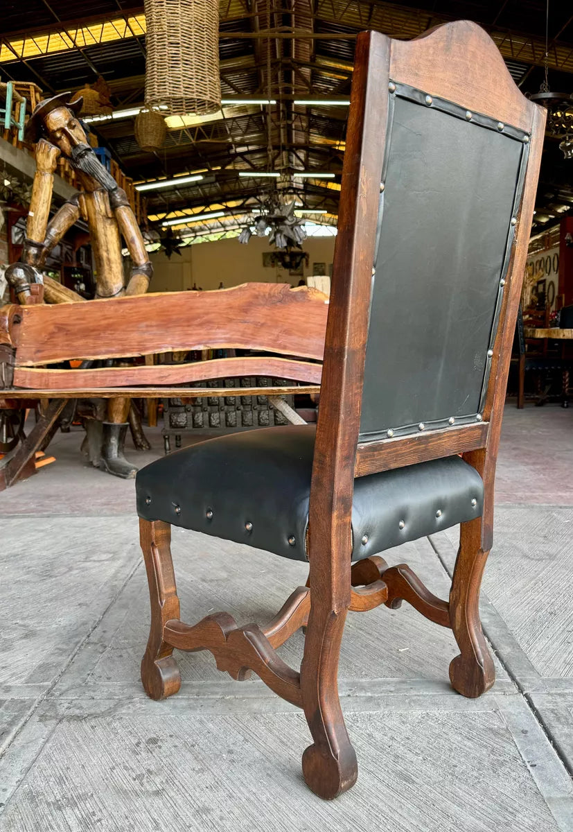Exclusive Hacienda Style Mesquite Wood and Leather Chair