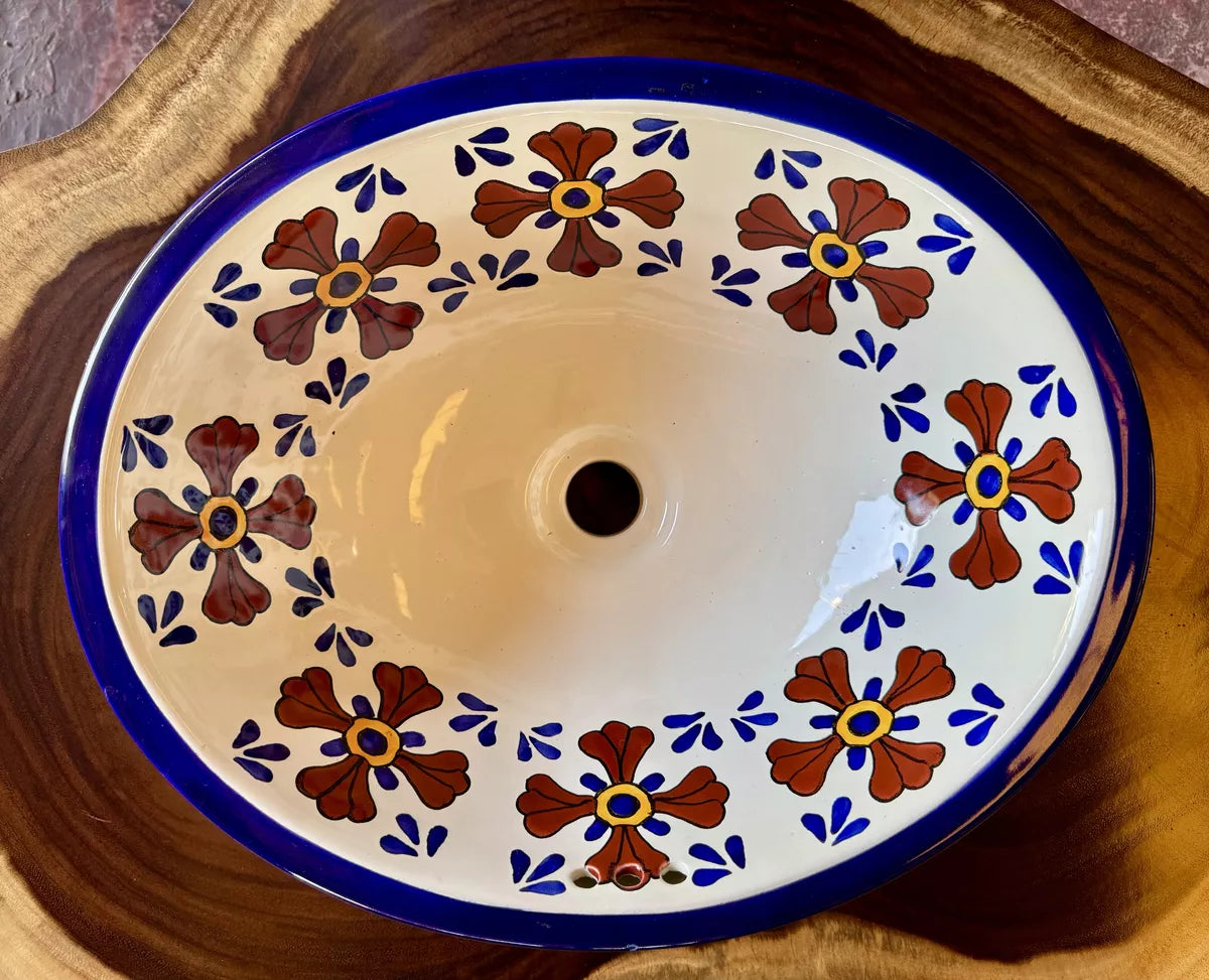 Lavabo Ovalin Artesanal Talavera Fina Estilo Antiguo Lomé 7