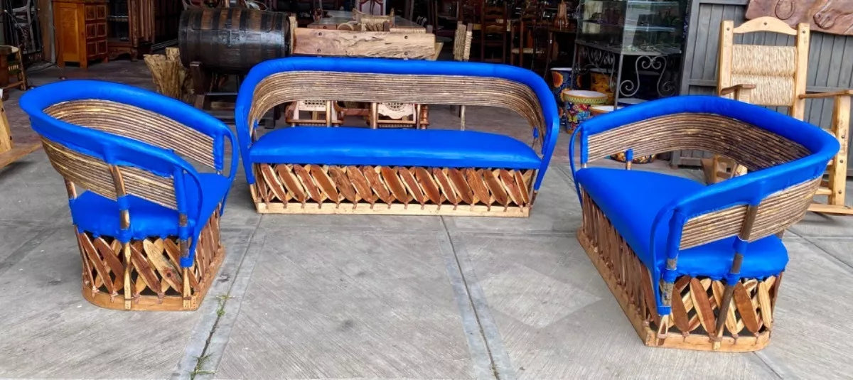 Spacious Antique Equipal Style Living Room. Wood and Leather. The Best