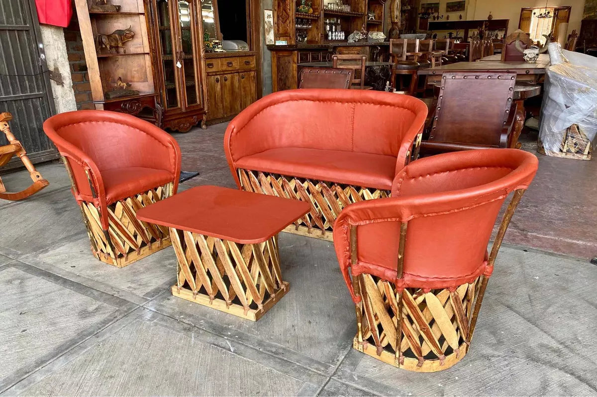 Equipal Handcrafted Room Made of Wood and Leather in an Antique Style.