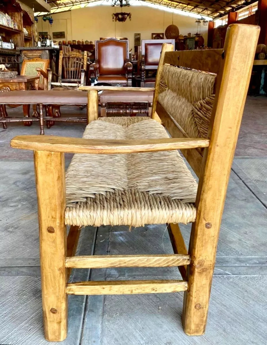 Sustainable 3-Person Antique Style Handcrafted Bench