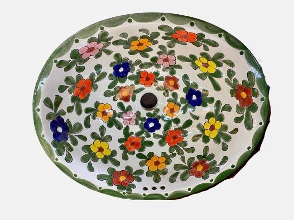 Beautiful Oval Sink in Fine Talavera, Antique Style.