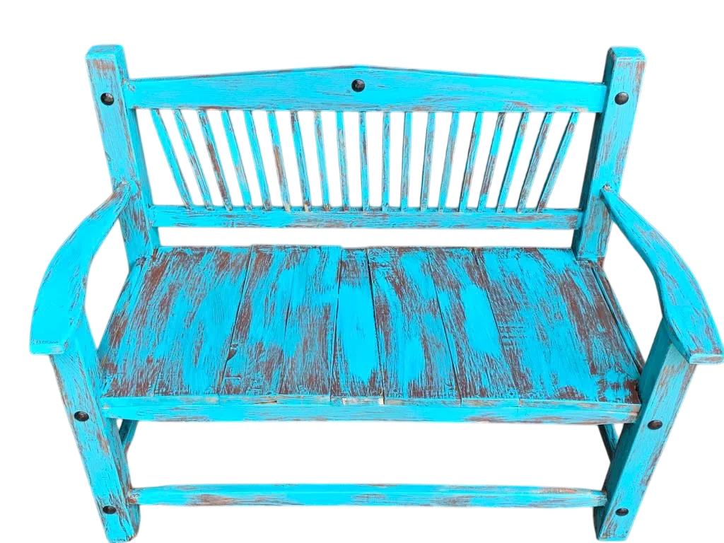 Sustainable Handmade Bench Chair for 2 People, Antique Vintage
