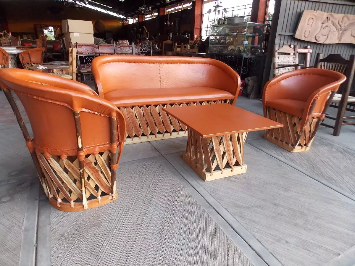 Beautiful Handcrafted Room Made of Equipal Wood and Leather in Antique Style