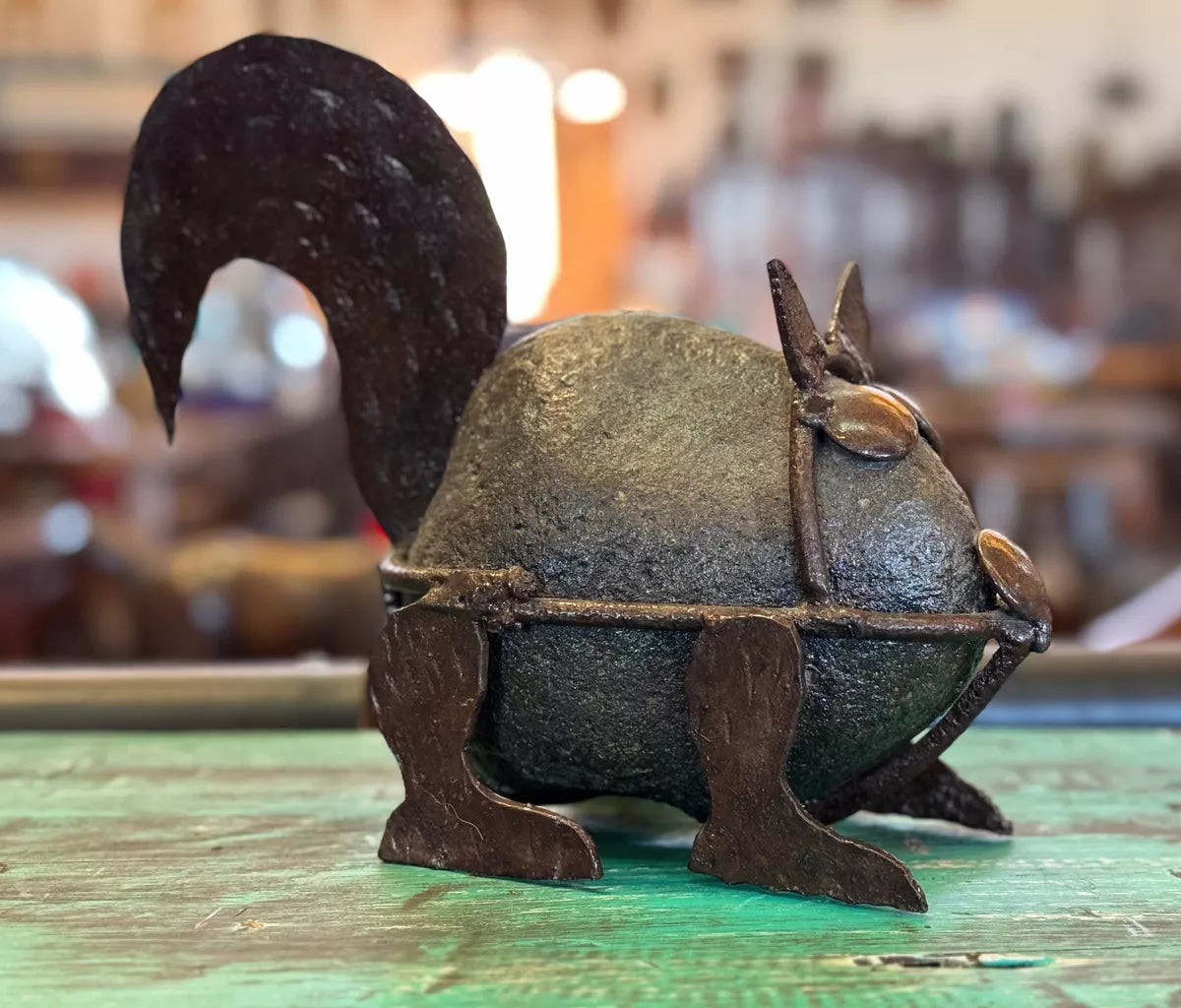 Antique Squirrel Sculpture Made of Stone and Metal. Very Original