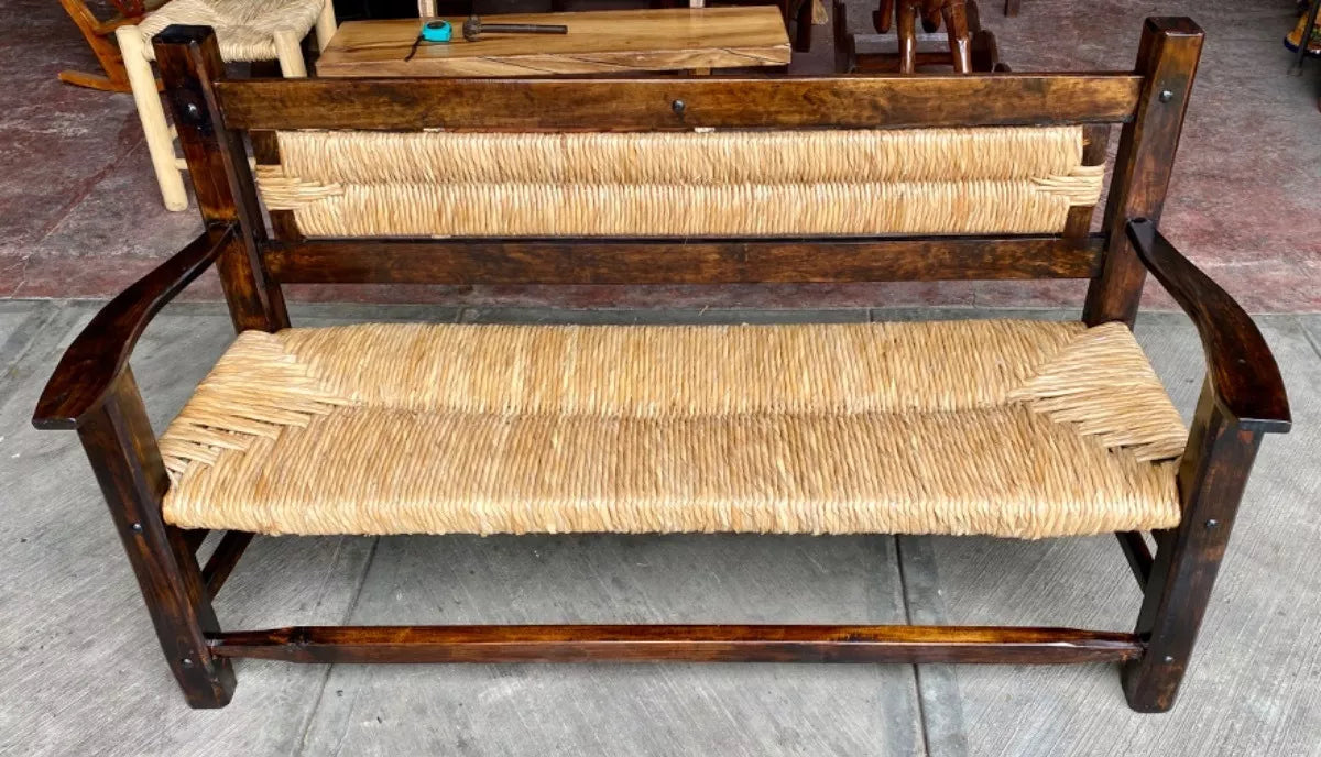 Beautiful Sustainable Handcrafted Bench for 3 People. Antique Style