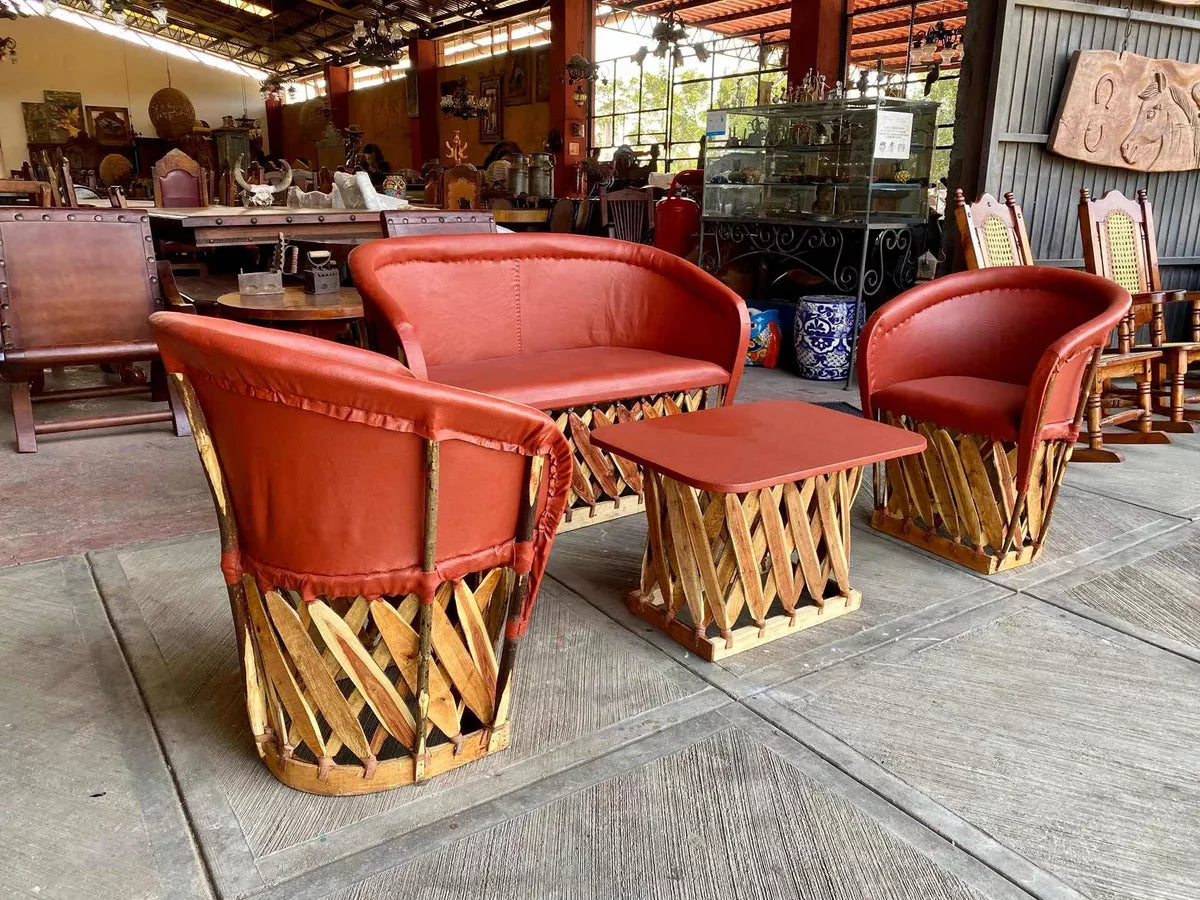Equipal Handcrafted Room Made of Wood and Leather in an Antique Style.