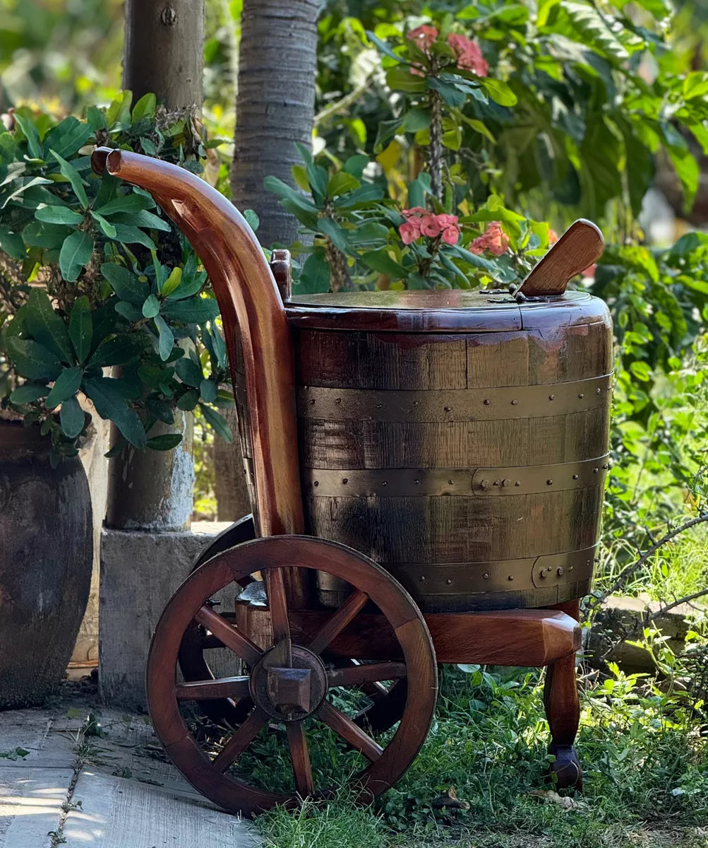 Exclusive Antique Style Oak and Mesquite Barrel Cooler.