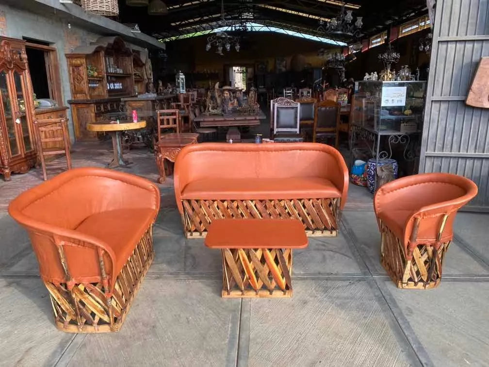 Large Equipal Handcrafted Room Made of Wood and Leather in Antique Style