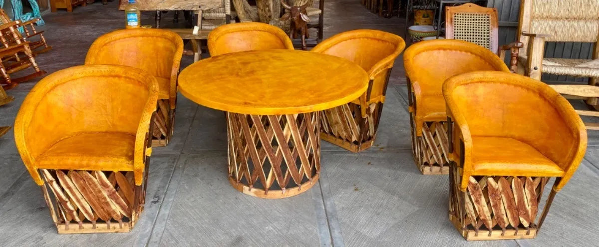 Equipal Dining Room 6 Chairs Pyrography Antique Style.