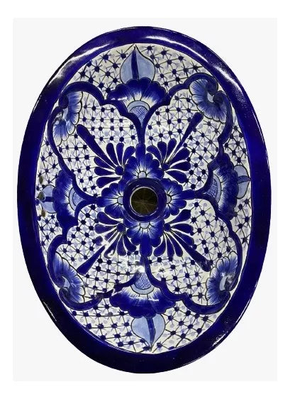 Small Oval Sink in Fine Talavera Antique Style Mod A22