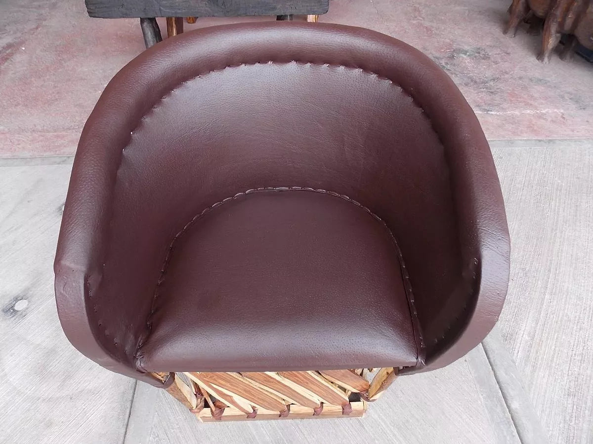 Sillon Equipal Artesanal De Madera Y Piel. Reforzado
