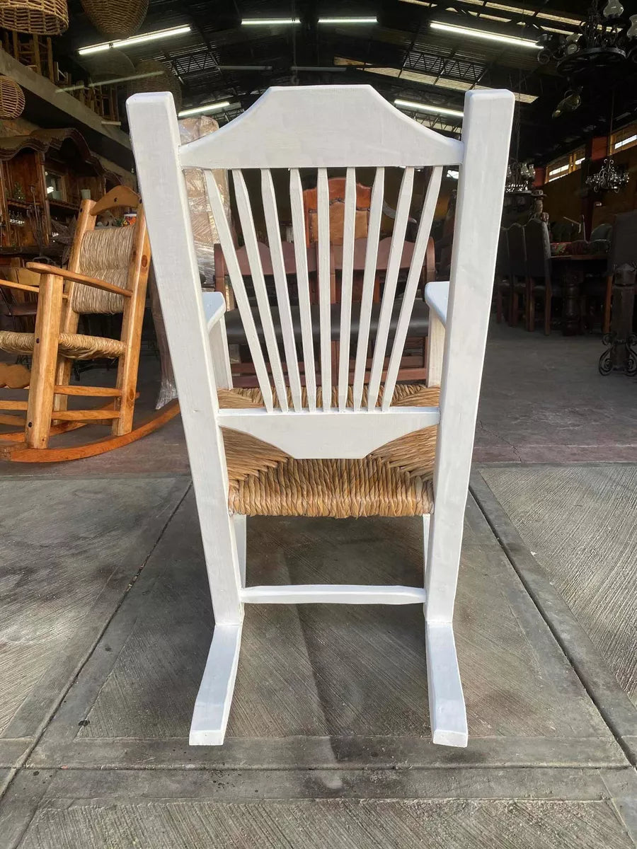 Woven Rocking Chair. Antique White Style