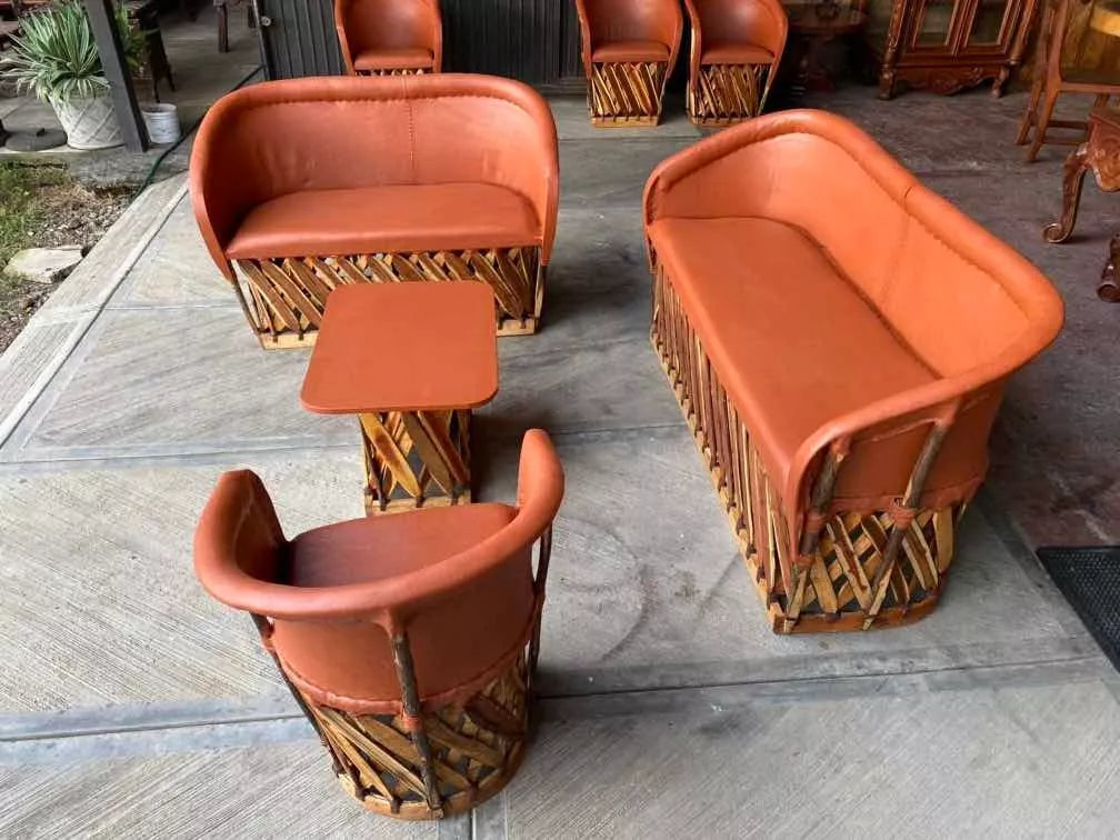 Large Equipal Handcrafted Room Made of Wood and Leather in Antique Style