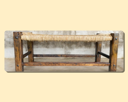 Antique-Style Sustainable Wood Handcrafted Bench. 1.20 m