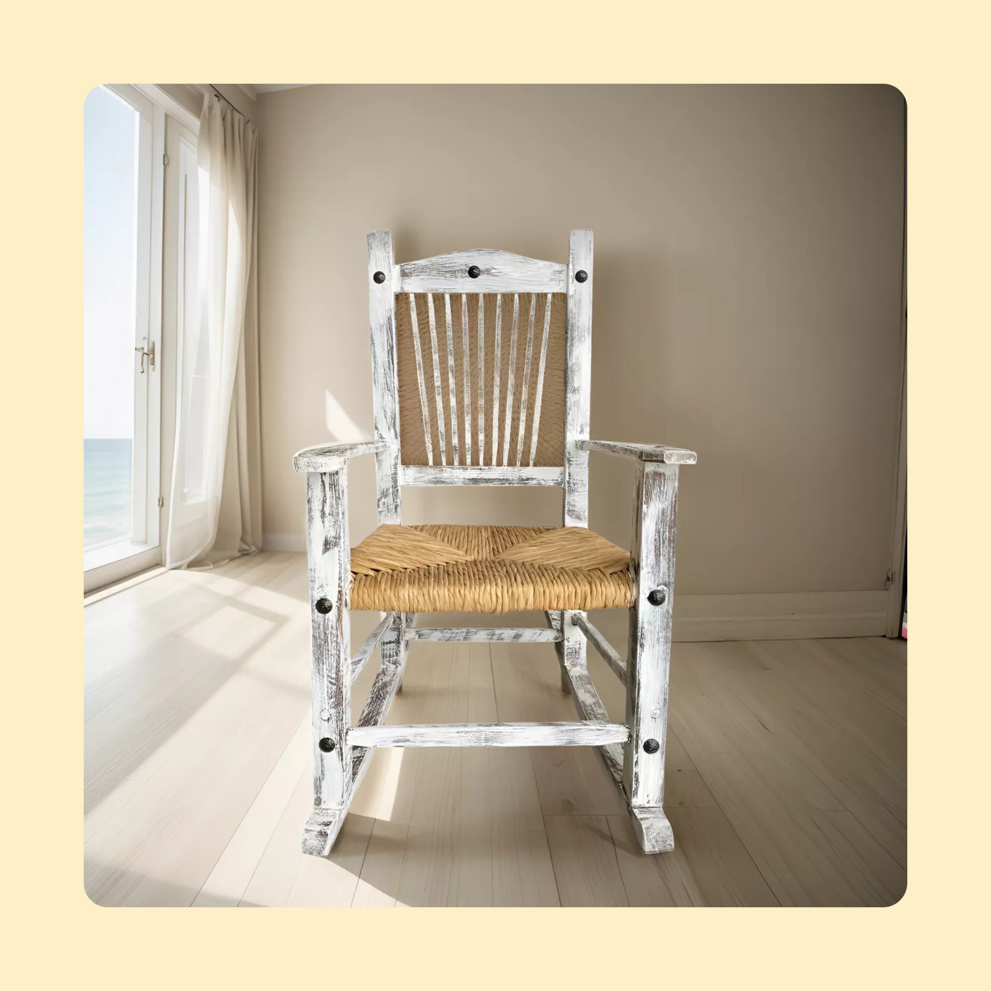 White Sustainable Vintage Style Rocking Chair