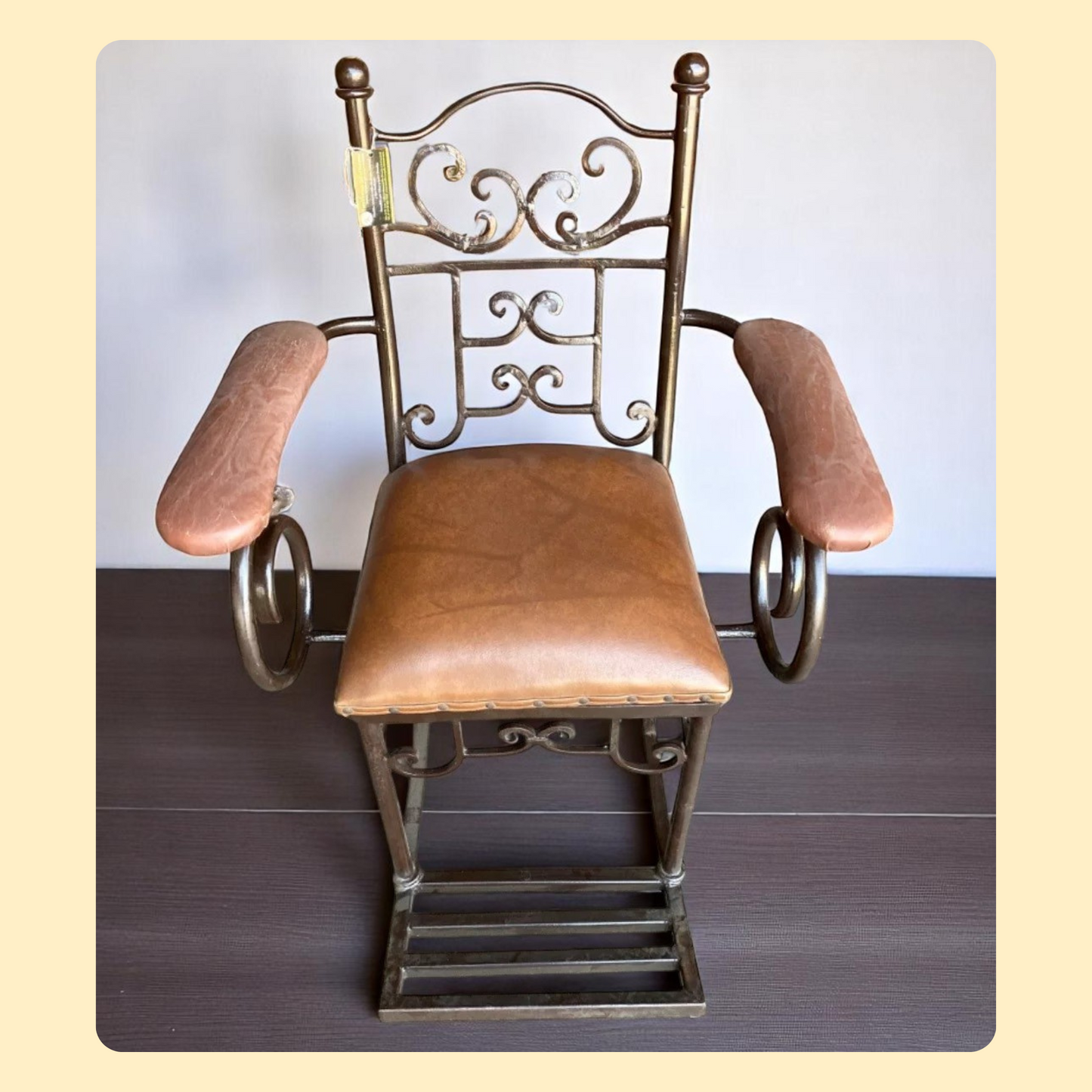 Antique Style Wrought Iron and Wood Rocking Chair