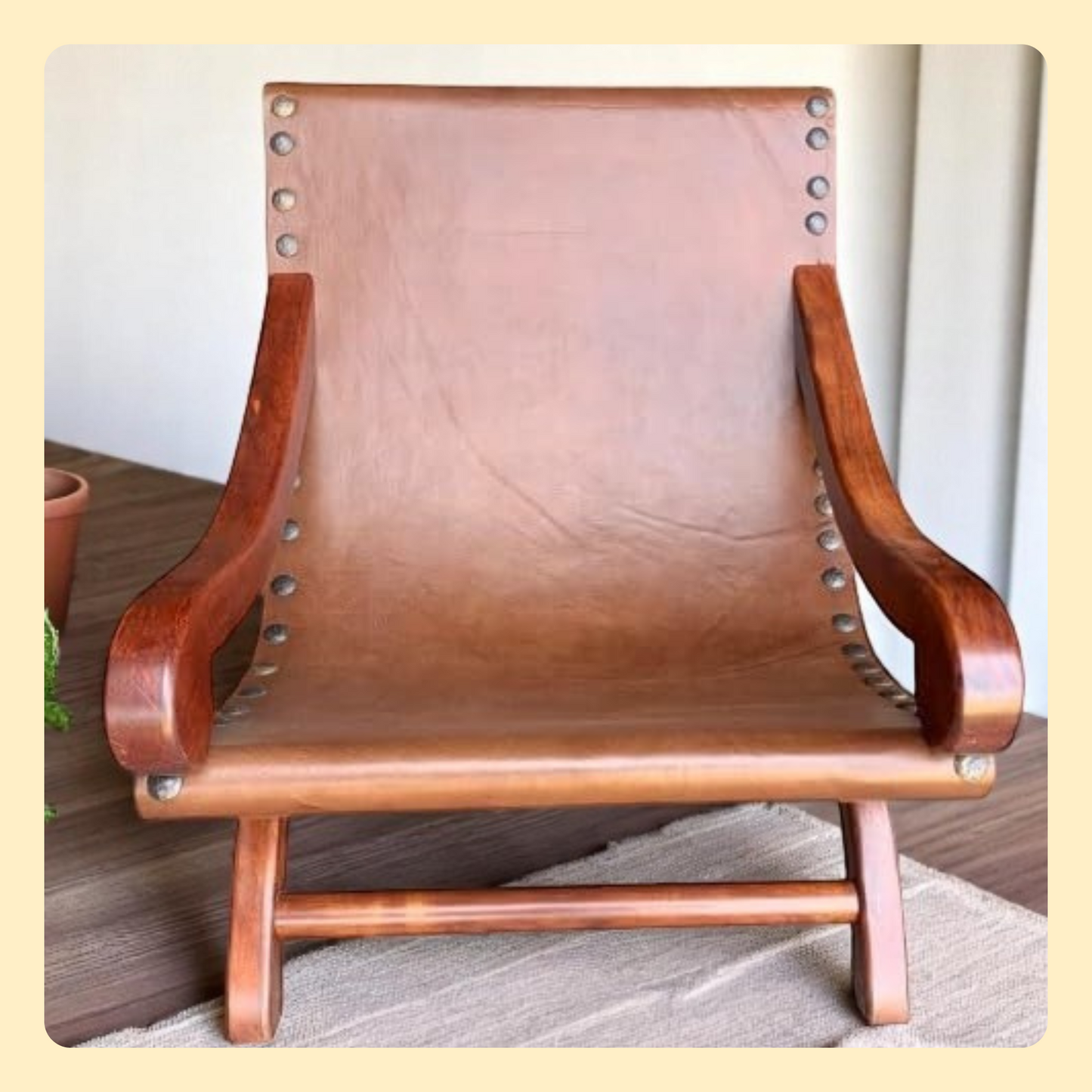 Silla Sillon Miguelito Descanso Piel Mezquite Estilo Antiguo