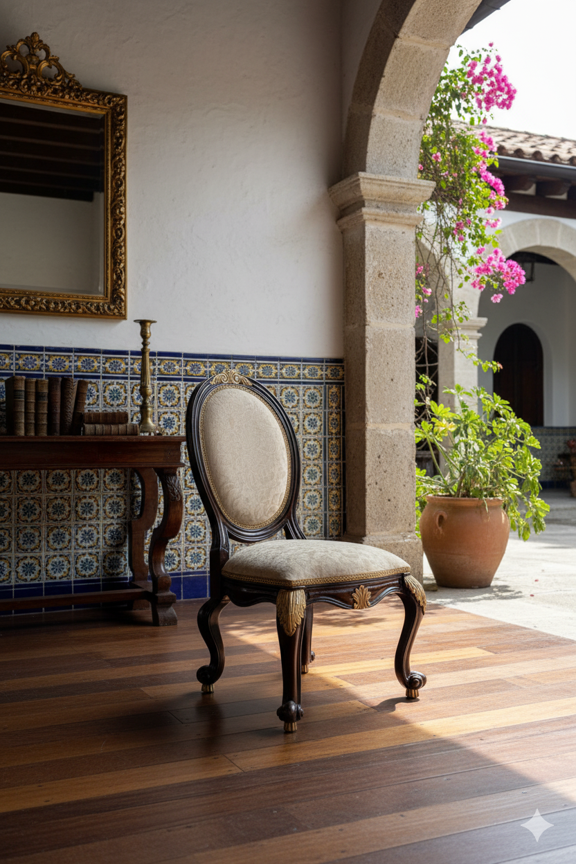 Antique Dining Chair Antique Louis XV Style Persian Style Fabric Wide Furniture and Home Decor