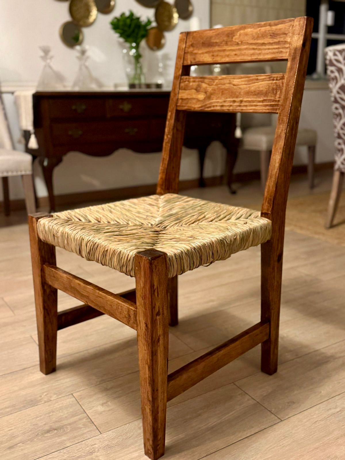 Fine Sustainable Handcrafted Chair in Antique Minimalist Style.