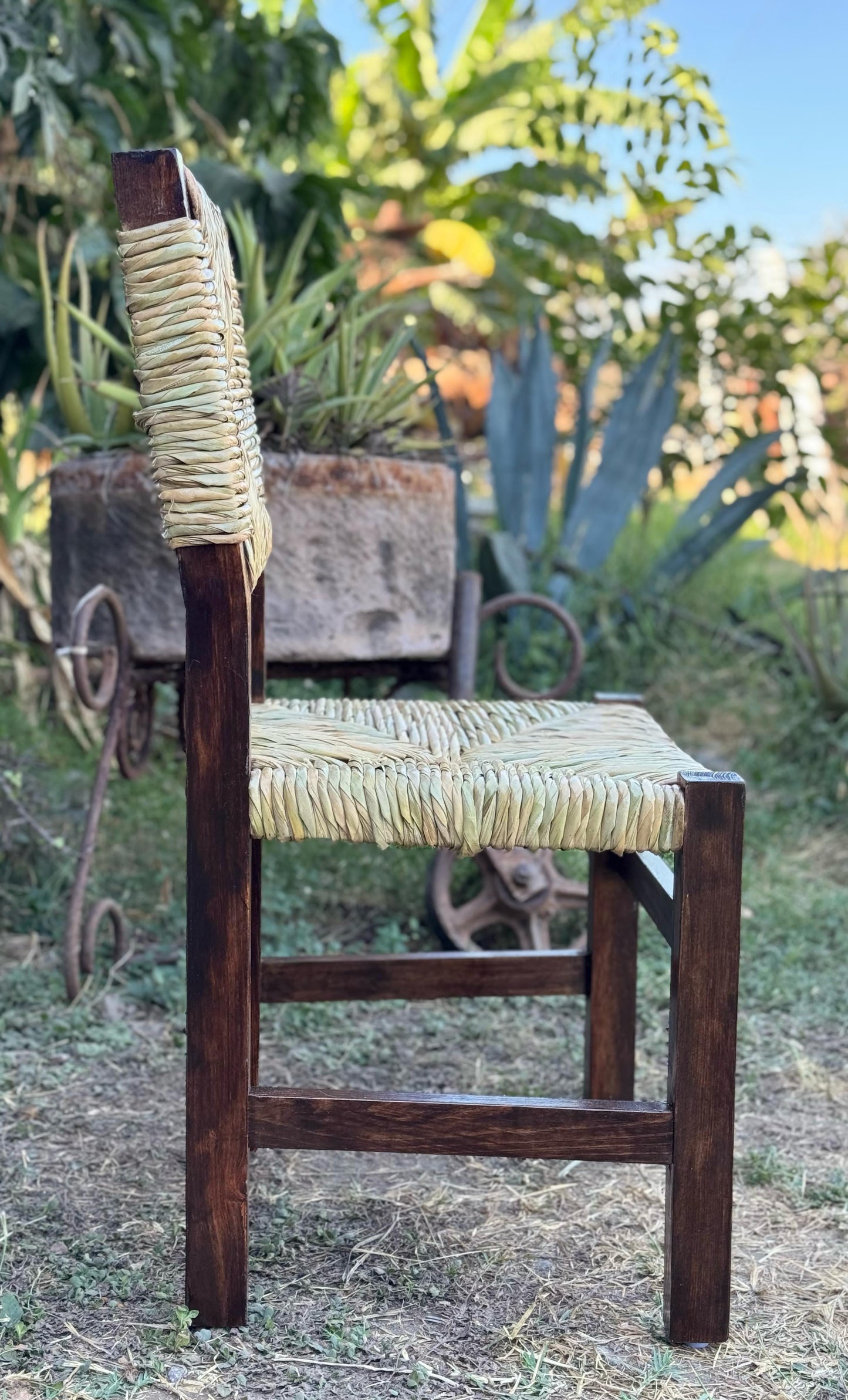 Elegant Style Sustainable Wood Handcrafted Chair in Walnut Tone