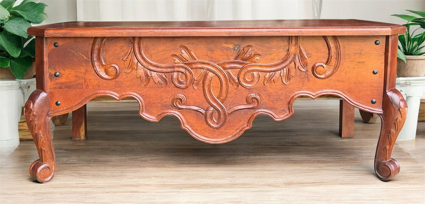 Escritorio De Mezquite Labrado A Mano Estilo Conquista