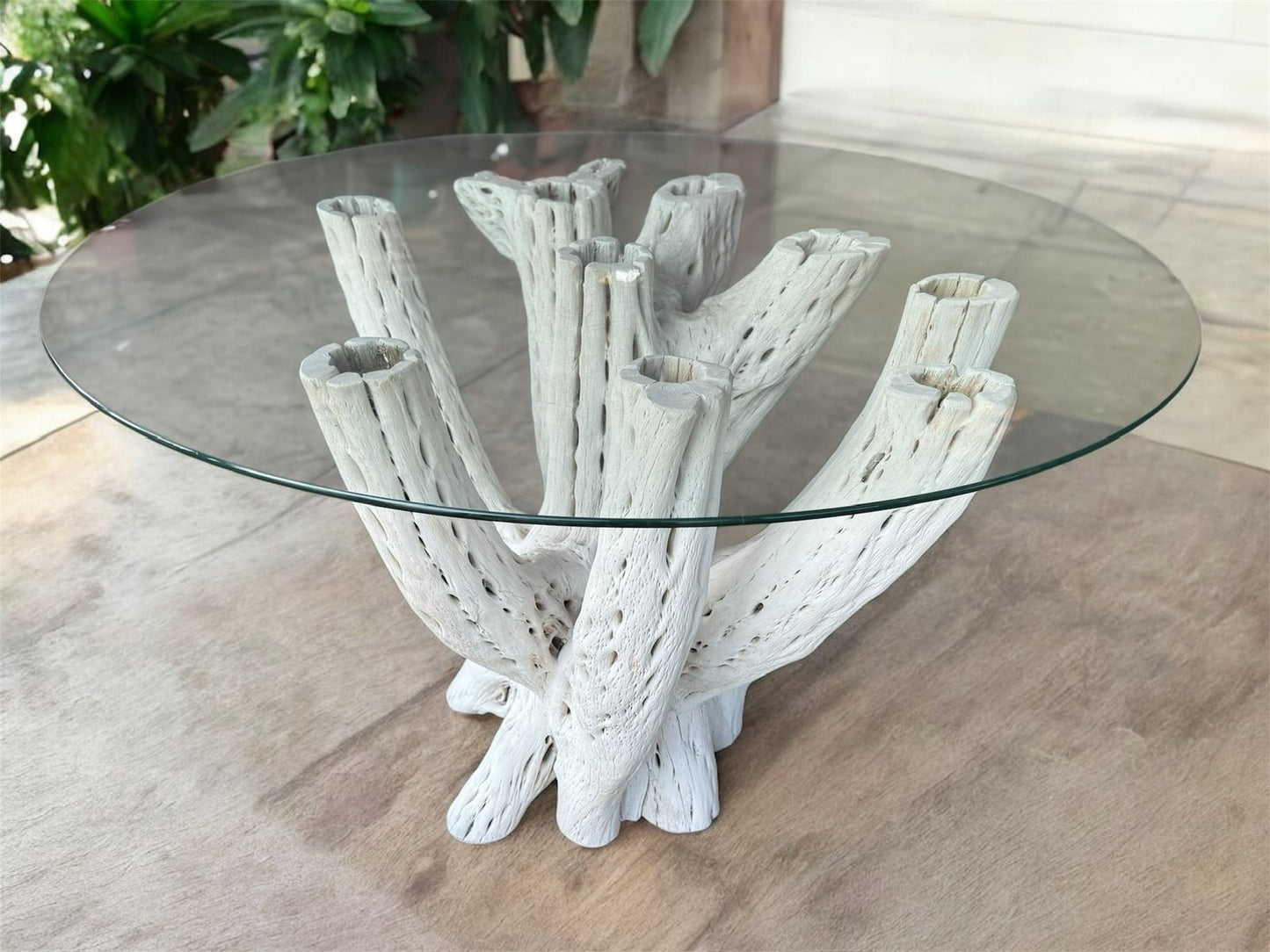 Base Mesa Blanca Comedor 4 A 6 Sillas Madera Cactus Antiguo