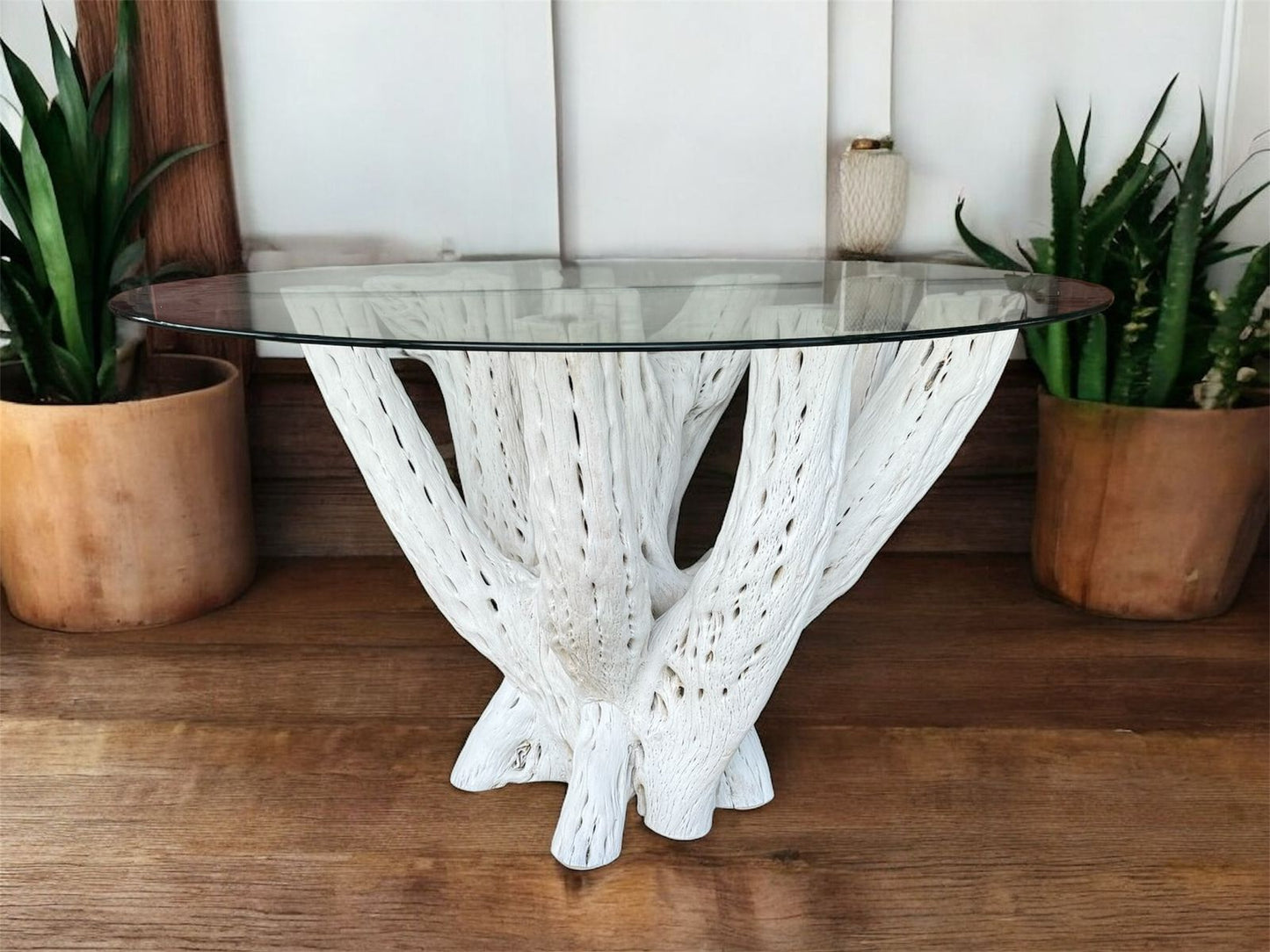 Base Mesa Blanca Comedor 4 A 6 Sillas Madera Cactus Antiguo