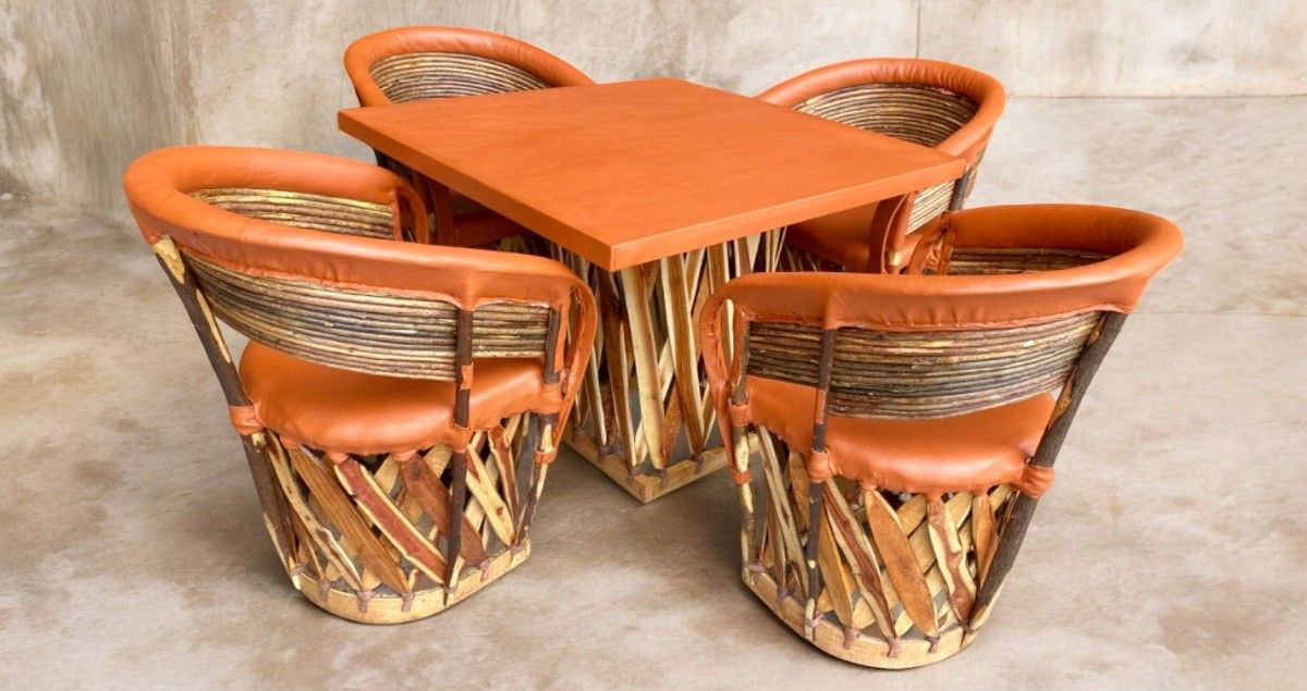 Equipal Square Handcrafted Dining Room in Antique Varas Style