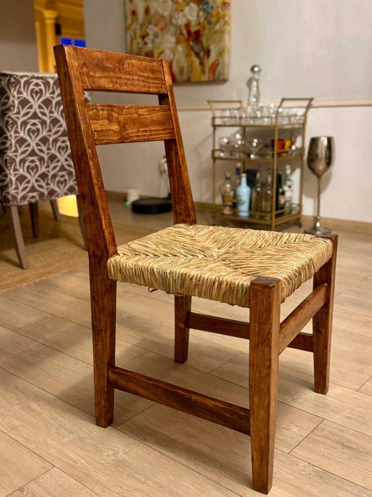 Fine Sustainable Handcrafted Chair in Antique Minimalist Style.