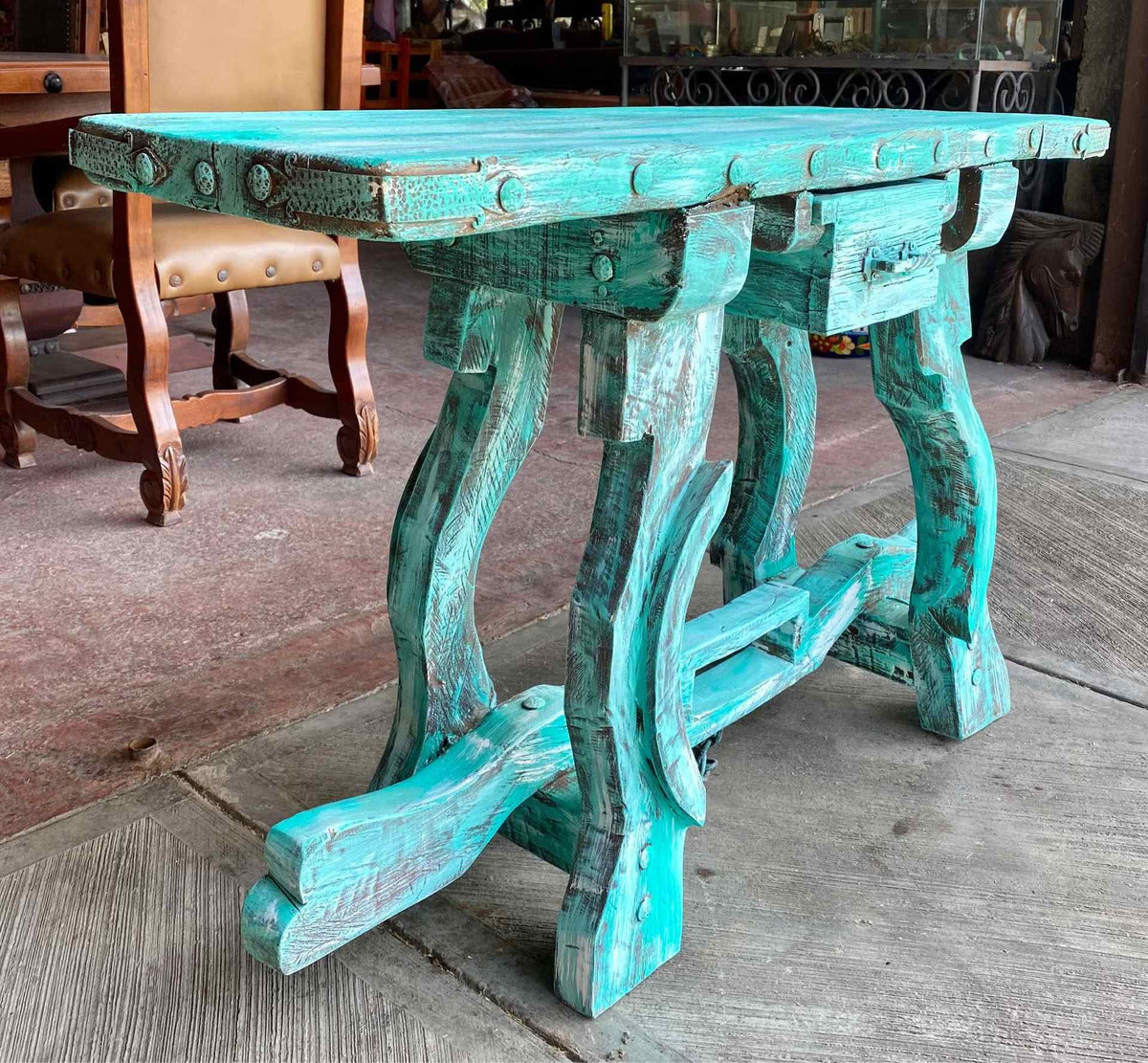 Original Credenza Stripped Antique Door and Yoke Legs