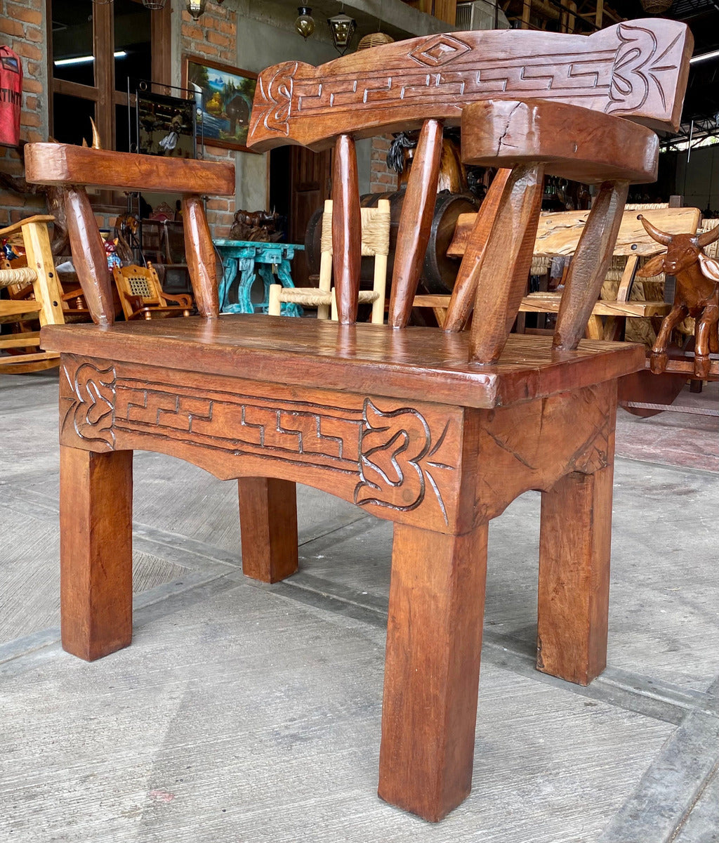 Antique and Original Rustic Mesquite Wood Bench.