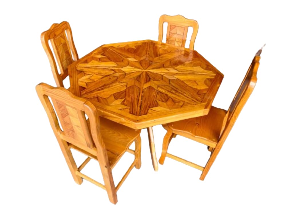Antique Style Cedar Wood Handcrafted Dining Room.