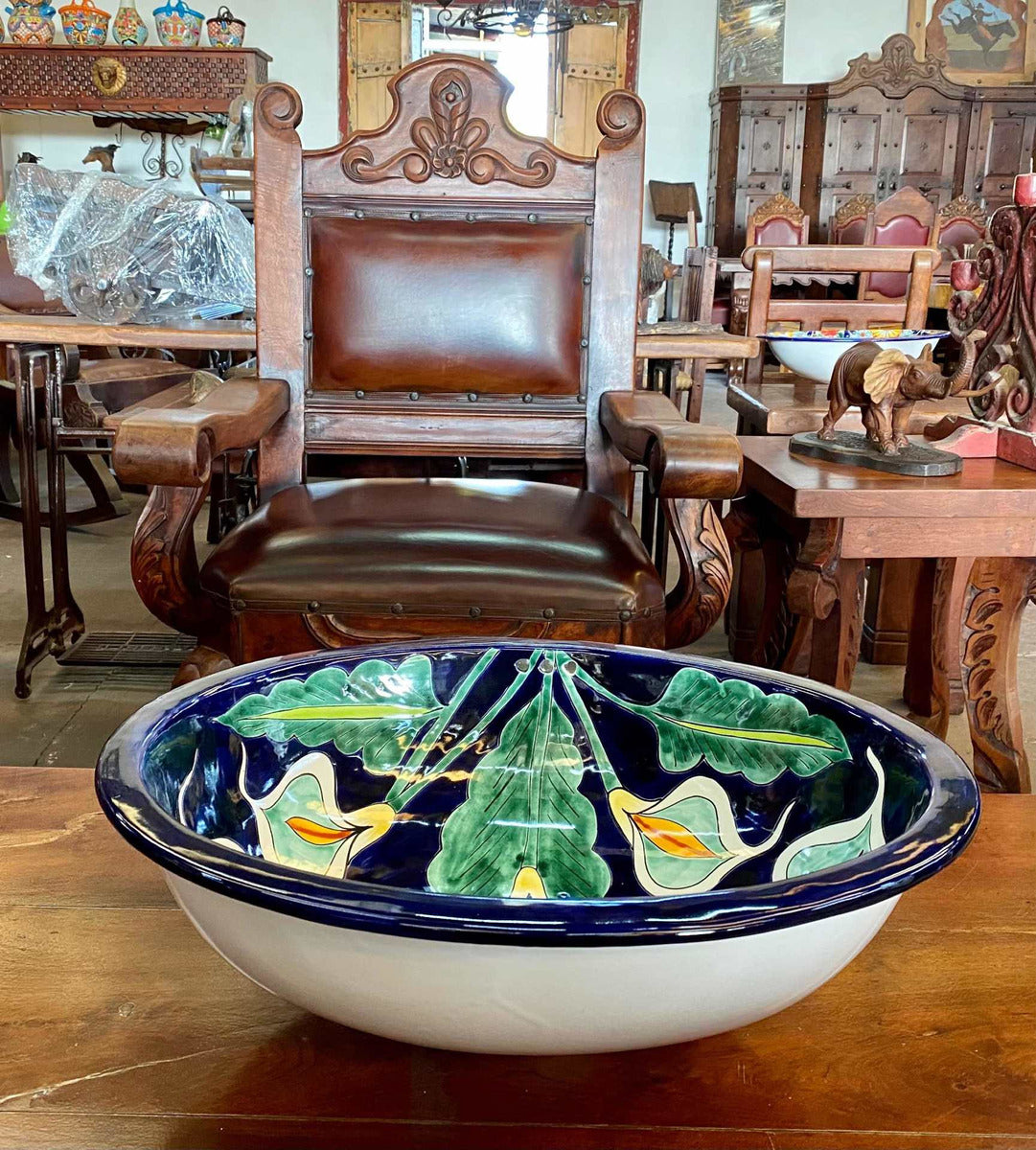 Lavabo Ovalin Gigante Artesanal Talavera Estilo Antiguo