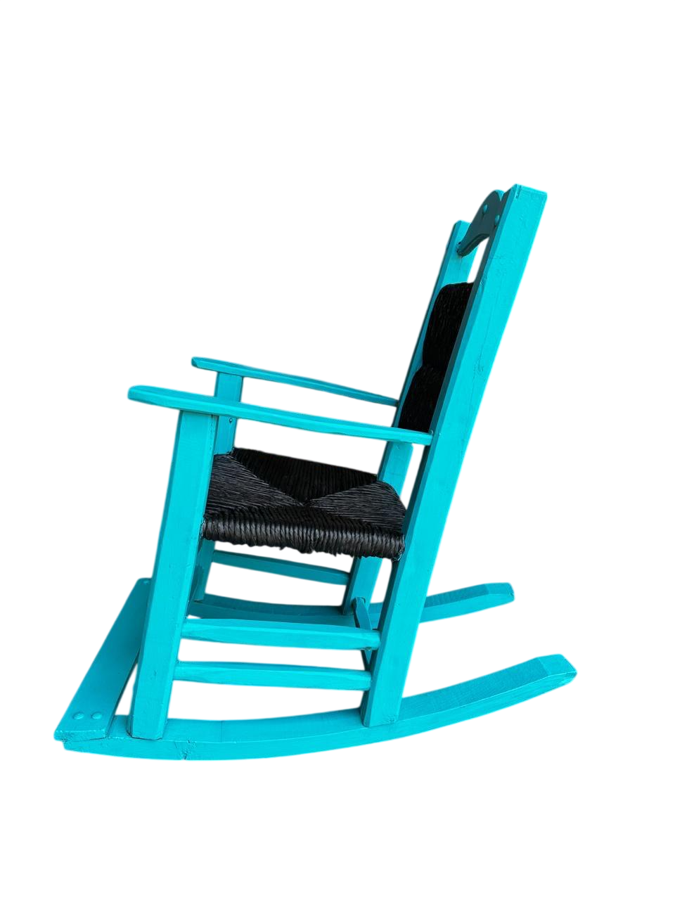 Bella Mecedora De Madera Sustentable Y Tule Estilo Antiguo.