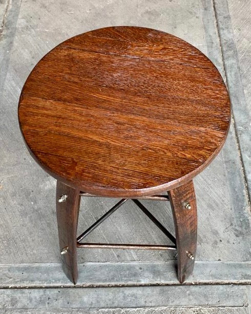 Antique Industrial Barrel Wood Rotating Handcrafted Bench