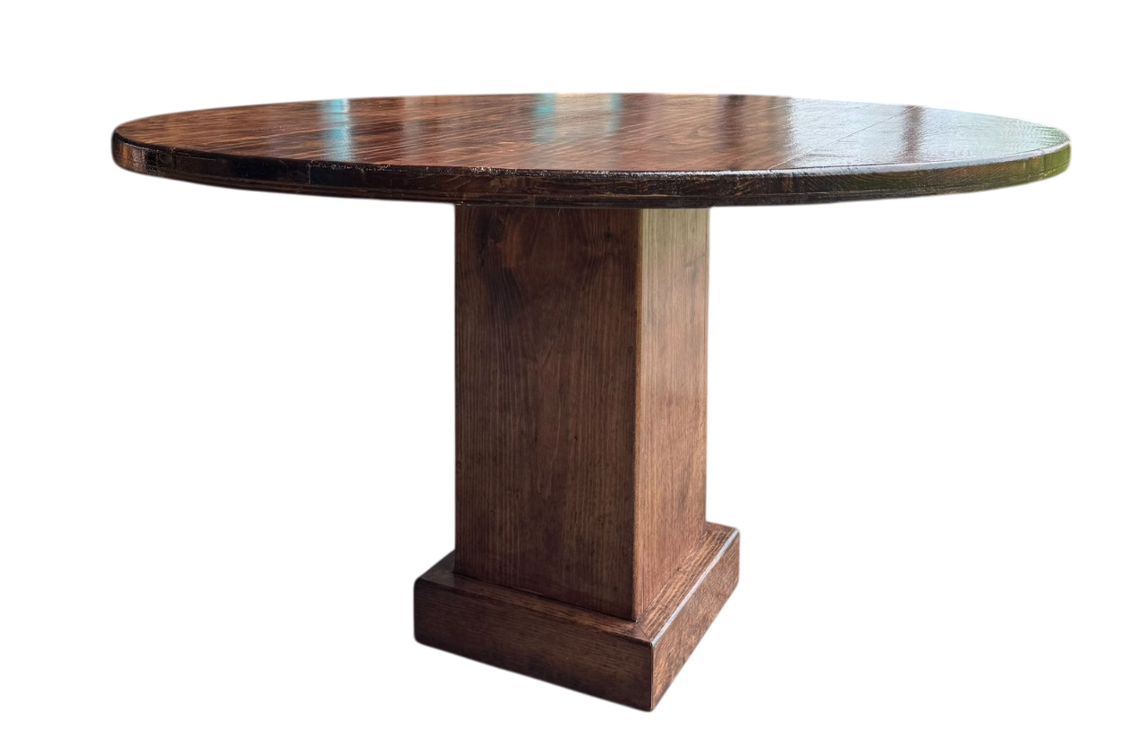 Mesa Comedor Redonda 4 Personas Rodaja Parota Estilo Antiguo