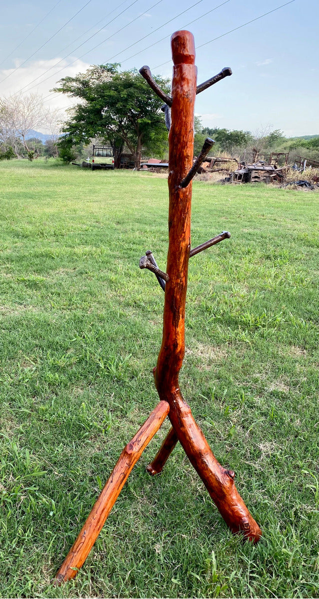 Rustic Coat Rack Made of Sustainable Wood in an Antique Style.