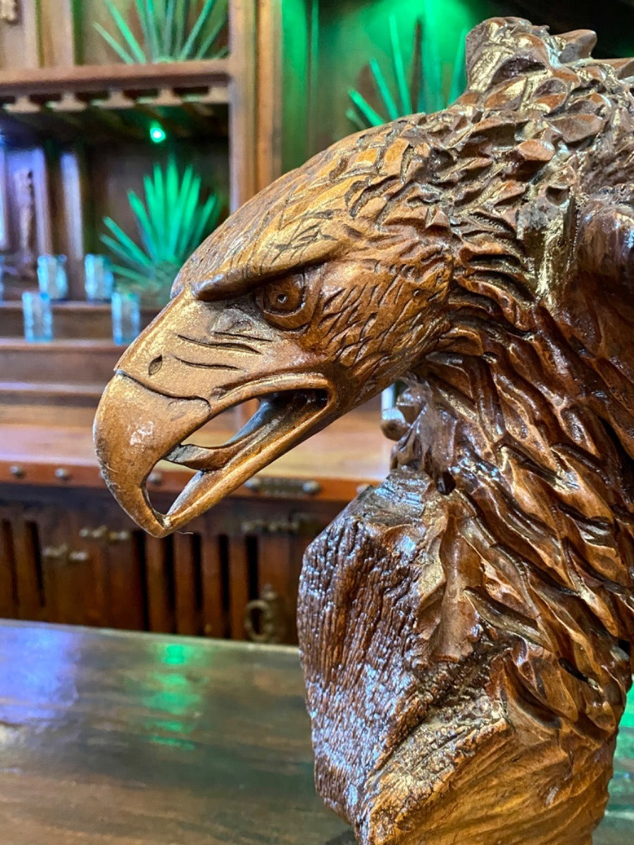 Original Escultura Águila Labrada Madera Raíz Estilo Antiguo