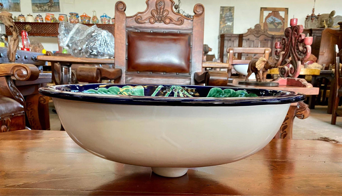 Lavabo Ovalin Gigante Artesanal Talavera Estilo Antiguo
