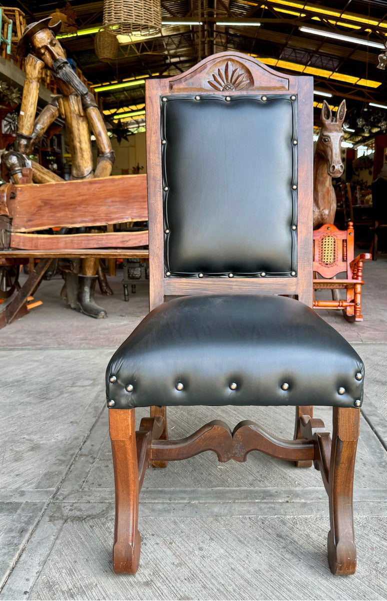 Silla De Madera De Mezquite Y Piel Estilo Hacienda