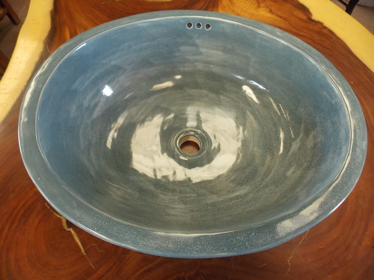 Lavabo Ovalin Gigante En Talavera Fina Gris Estilo Antiguo.